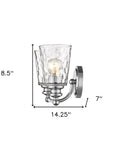 9" Silver And Clear Metal and Glass Vanity Flush Mounted Sconce