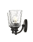 9" Black And Clear Metal and Glass Vanity Flush Mounted Sconce