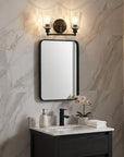 9" Black And Clear Metal and Glass Vanity Flush Mounted Sconce
