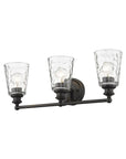 9" Black And Clear Metal and Glass Vanity Flush Mounted Sconce