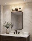 9" Black And Clear Metal and Glass Vanity Flush Mounted Sconce