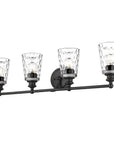 9" Black And Clear Metal and Glass Vanity Flush Mounted Sconce