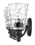 9" Black And Clear Metal and Glass Vanity Flush Mounted Sconce