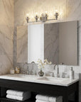 9" Silver And Clear Metal and Glass Vanity Flush Mounted Sconce