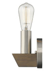 Silver Metal and Wood Wall Sconce