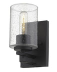 Black Metal and Textured Glass Wall Sconce