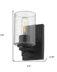 Black Metal and Textured Glass Wall Sconce