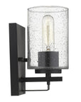 Black Metal and Textured Glass Wall Sconce