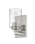 Silver Metal and Textured Glass Wall Sconce