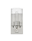 Silver Metal and Textured Glass Wall Sconce