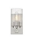 Silver Metal and Textured Glass Wall Sconce