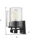 10" Black And Clear Metal Vanity Flush Mounted Sconce