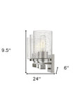 10" Clear And Silver Metal Vanity Flush Mounted Sconce