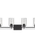 10" Black And Clear Metal and Glass Vanity Flush Mounted Sconce
