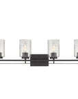 10" Black And Clear Metal and Glass Vanity Flush Mounted Sconce