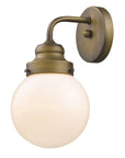 One Light Gold Wall Sconce with Round Glass Shade