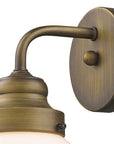 One Light Gold Wall Sconce with Round Glass Shade