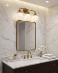 12" Brass And White Metal and Glass Vanity Flush Mounted Sconce