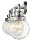 12" Silver And Clear Metal and Glass Vanity Flush Mounted Sconce