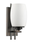Geometric Bronze Wall Sconce with Frosted Glass Shade