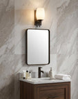 Geometric Bronze Wall Sconce with Frosted Glass Shade