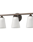 21" Bronze And White Metal and Glass Three Lights Flush Mounted Sconce
