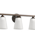21" Bronze And White Metal and Glass Three Lights Flush Mounted Sconce