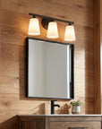 21" Bronze And White Metal and Glass Three Lights Flush Mounted Sconce