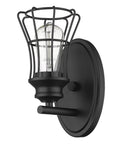 One Light Matte Black Cage Wall Sconce