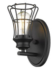 One Light Matte Black Cage Wall Sconce