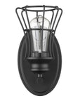 One Light Matte Black Cage Wall Sconce