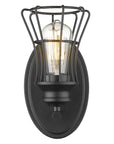 One Light Matte Black Cage Wall Sconce