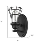 One Light Matte Black Cage Wall Sconce