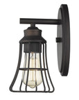 One Light Bronze Cage Wall Light