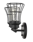 9" Black Metal Vanity Flush Mounted Sconce