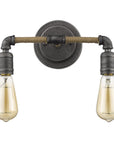 Two Light Industrial Textured Gray Wall Light