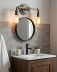Two Light Industrial Textured Gray Wall Light
