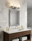 8" Silver And White Metal Vanity Flush Mounted Sconce