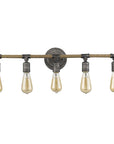 28" Black Metal Five Light Vanity Light