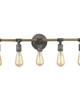 28" Black Metal Five Light Vanity Light
