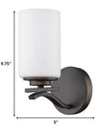 One Light Bronze and Glass Wall Sconce