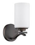 One Light Bronze and Glass Wall Sconce