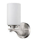 One Light Silver and Glass Wall Sconce