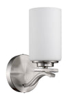 One Light Silver and Glass Wall Sconce