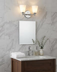10" Silver And White Metal and Glass Vanity Flush Mounted Sconce