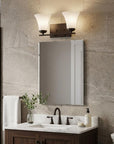 8" Antiqued Bronze Metal and Glass Vanity Flush Mounted Sconce