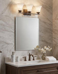 8" Bronze And White Metal and Glass Vanity Flush Mounted Sconce