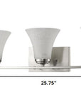 26" Silver And White Metal and Glass Three Lights Flush Mounted Sconce