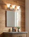 26" Silver And White Metal and Glass Three Lights Flush Mounted Sconce