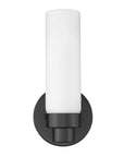 Matte Black Wall Light with Narrow Frosted Glass Shade